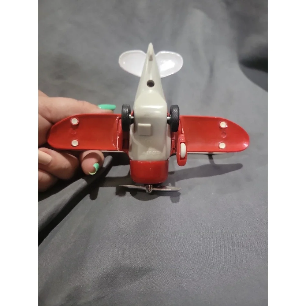 Toysmith Plane John American Biplane Pull Back Release Toy Die Cast & Plastic
